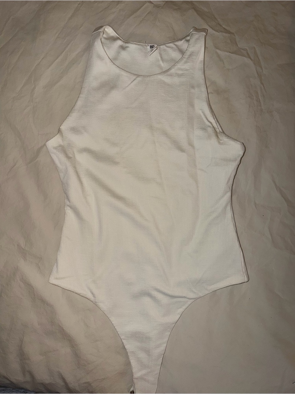 bp White Ribbed Tank-Style Kids Bodysuit
